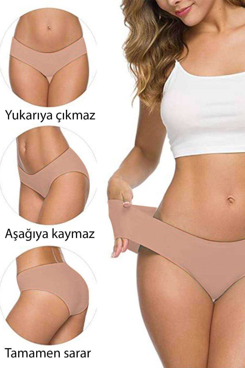 4 Adet Kadın Dikişsiz Lazer Kesim Esnek İz yapmayan Külot S2 mudanis