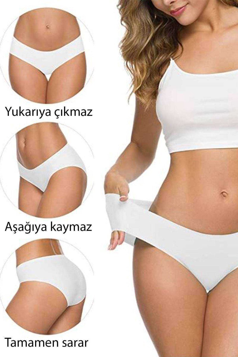 4 Adet Kadın Dikişsiz Lazer Kesim Esnek İz yapmayan Külot S3 mudanis