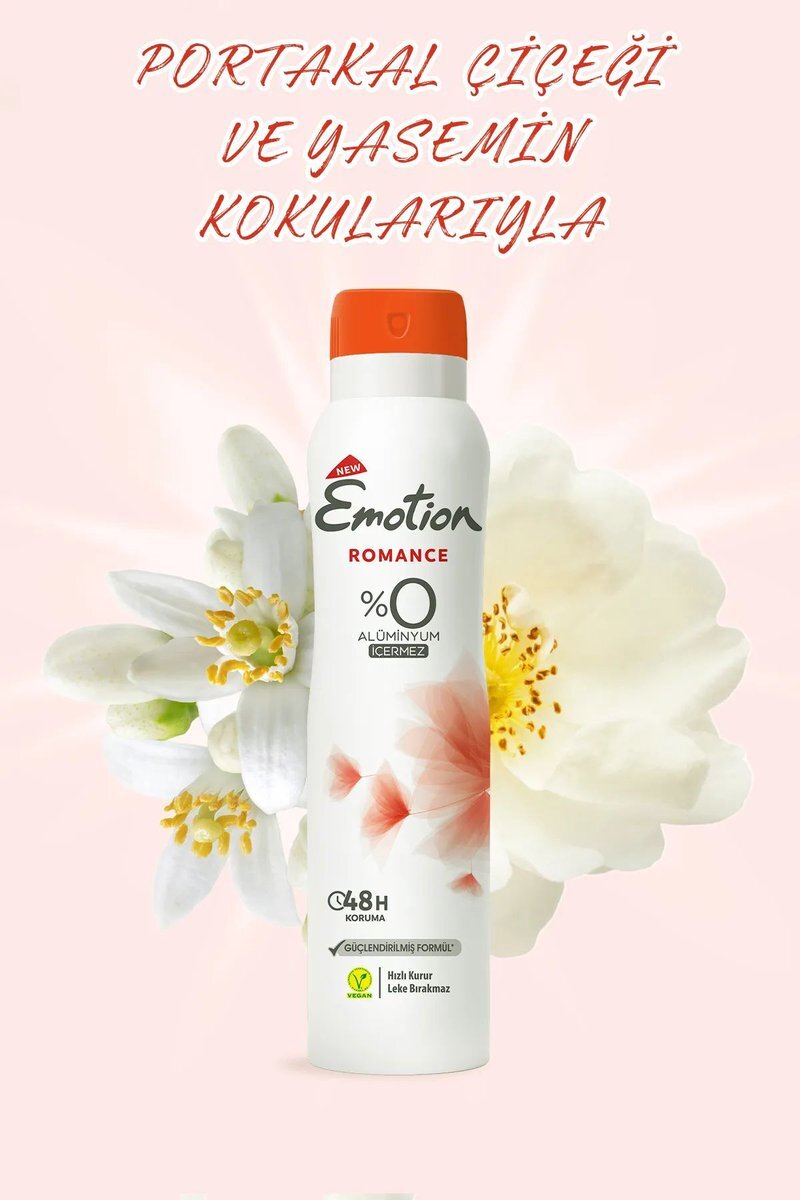 Emotion Romance Kadın Vegan Deodorant 150 Ml Hızlı Kurur, Leke Bırakmaz